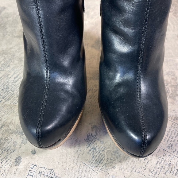 Belle by Sigerson Morrison , Black Leather Wood Clog Heels - Picture 5 of 14